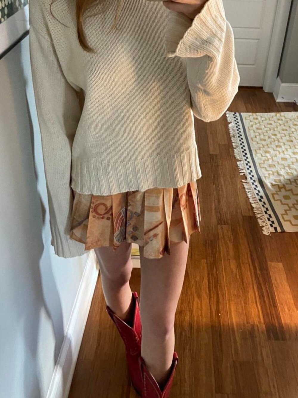 Women's Tan and Cream Skirt